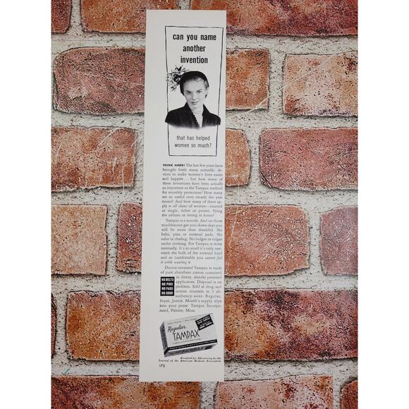 1950 Tampax "Can You Name Another Invention That Has Helped Women?" Vtg Print Ad - Picture 7 of 8